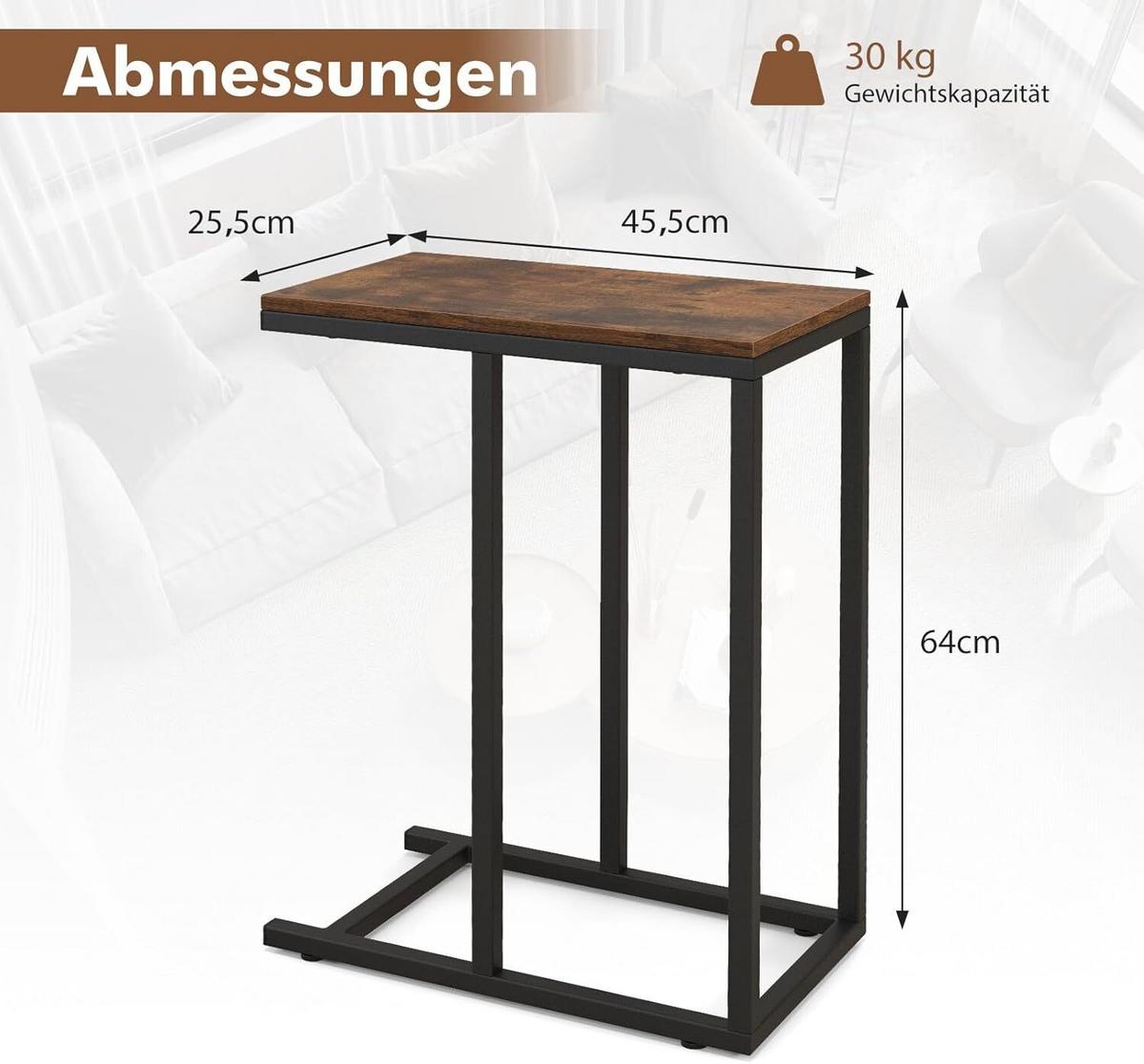 BEISTELLTISCH 64cm Braun - Braun, Holz (25/45/64cm) - COSTWAY
