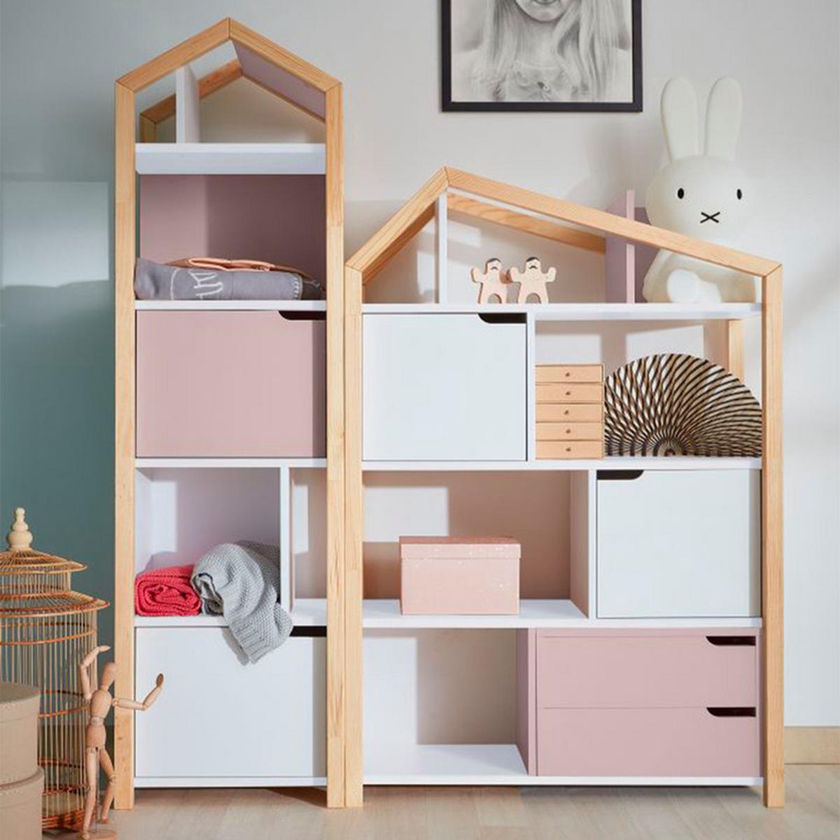 BÜCHERREGAL Rosa und weiß - Weiß, Holzwerkstoff (46/160/37cm) - Petits-meubles