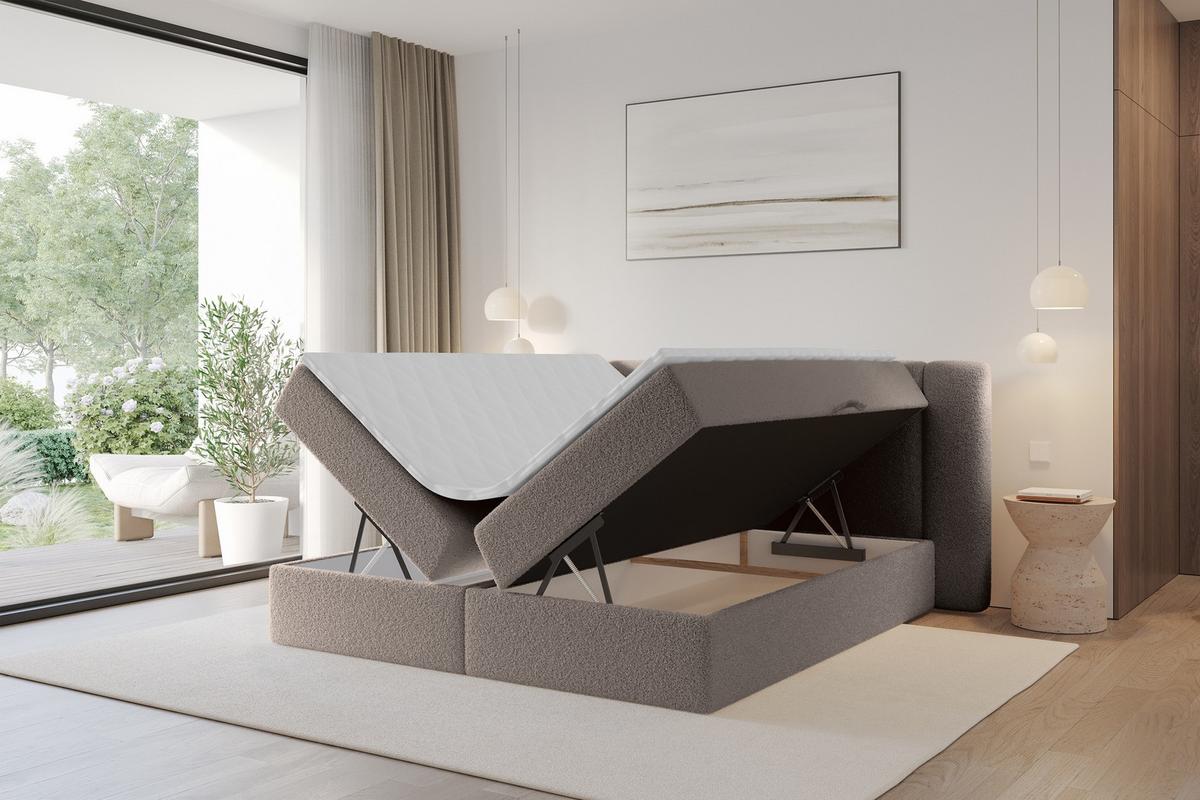 BOXBETT mit Matratze H3 - EVON - 180x200 cm Braun - Braun, Holzwerkstoff (180/200cm) - ALTDECOR