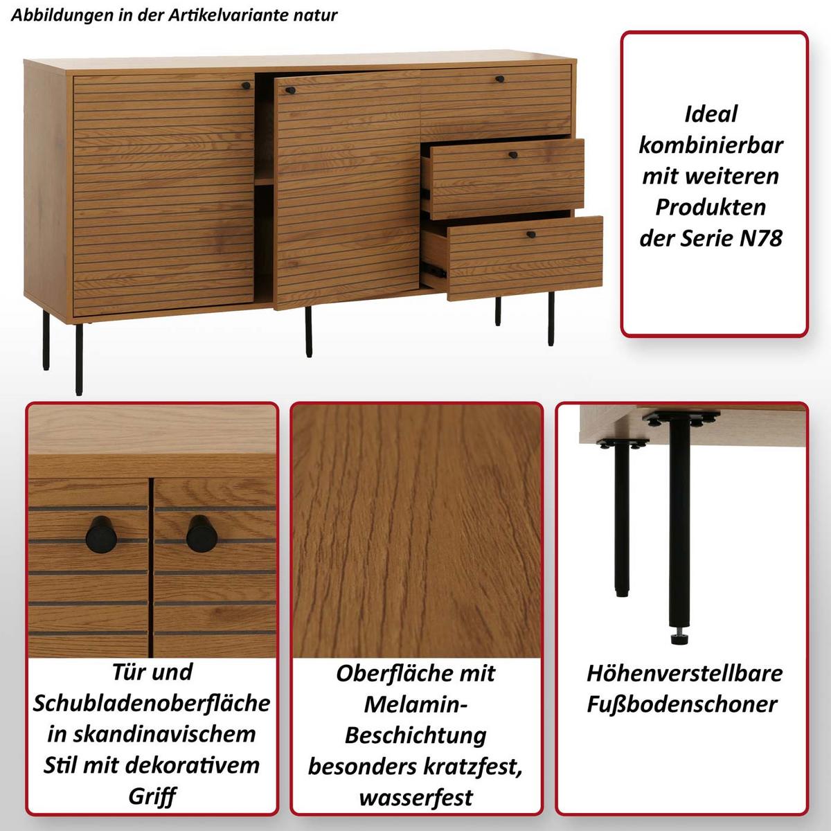 KOMMODE Dunkelbraun - Dunkelbraun, Metall (150/85/40cm) - MCW
