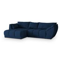 ECKSOFA ORENTI L-S Blau Velours-Stoff mit Schlaffunktion - Dunkelblau, Holz (287/182cm) - MASSENO