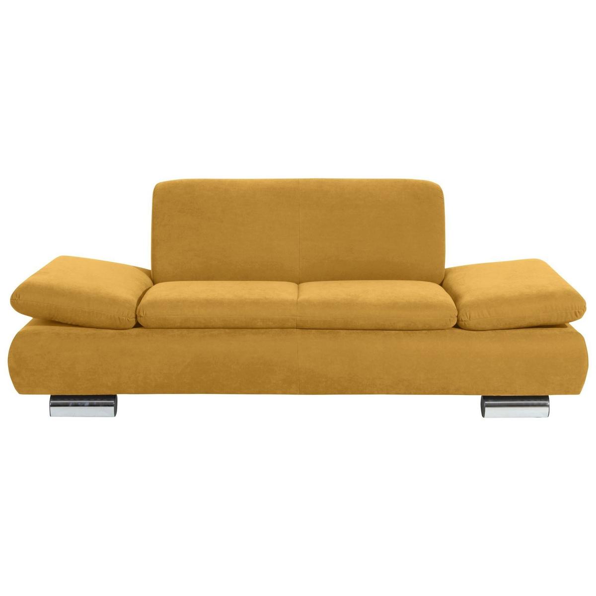 SOFA 2-Sitzer Kaye Bezug Veloursstoff Metallfuß verchromt / mais - Gelb, Kunststoff (190/76/90cm) - 58aufmkessel