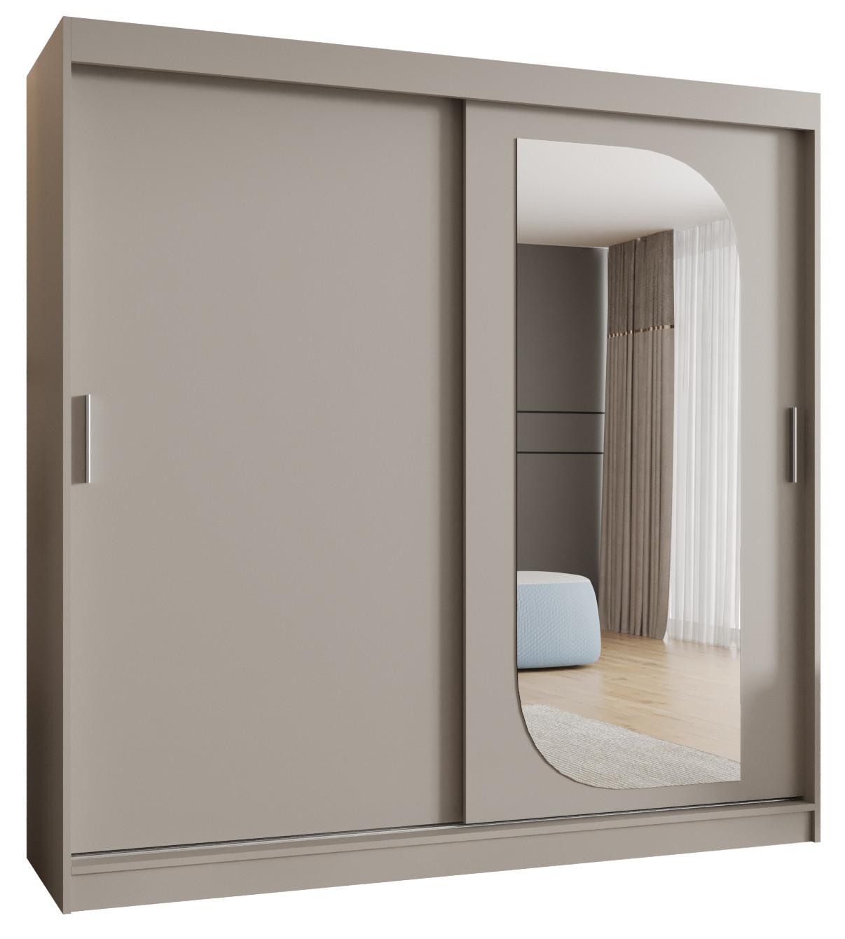 SCHIEBETÜRENSCHRANK mit Spiegel LUCY 200/200/62 2-türig - Kaschmir/Silberfarben, Holz (200/200/62cm) - MÖBEL KRYSPOL