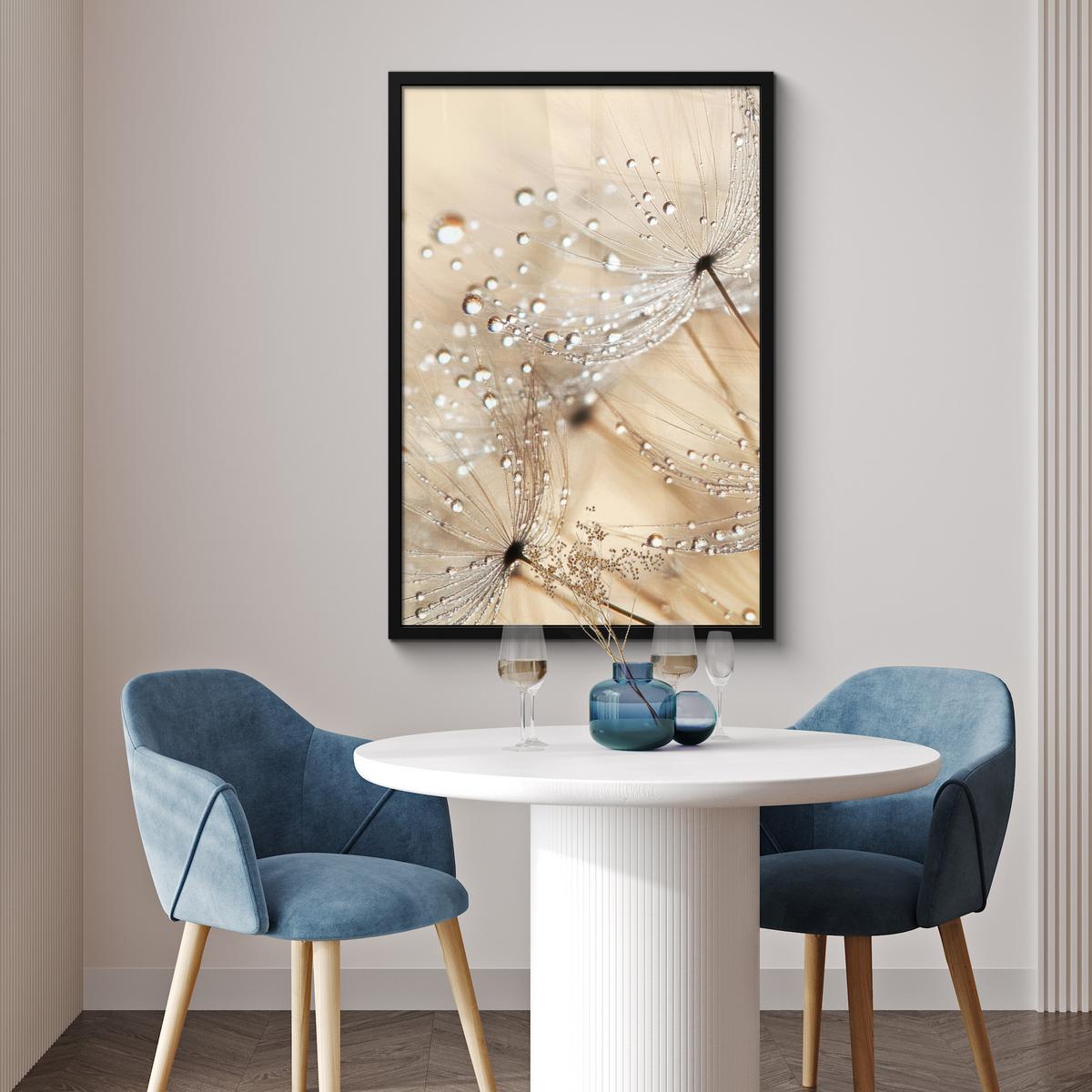 POSTER MIT RAHMENGERAHMTES BILD Löwenzahn - Abstrakt - Natur - Beige 60x90 cm - Braun, Papier (60/90cm) - MuchoWow