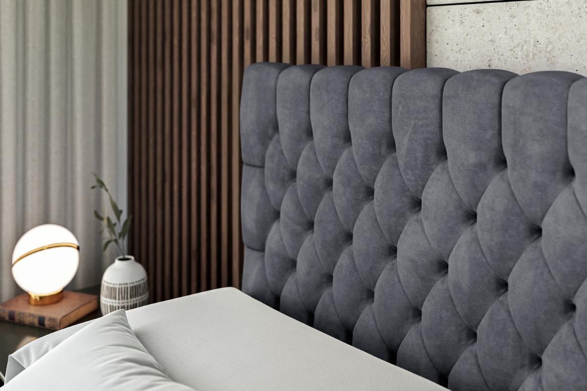 BOXBETT mit Matratze H4 und Lattenrost - SERENE - 140x200 - H4 - Dunkelgrau - Dunkelgrau, Holzwerkstoff (140/200cm) - ALTDECOR