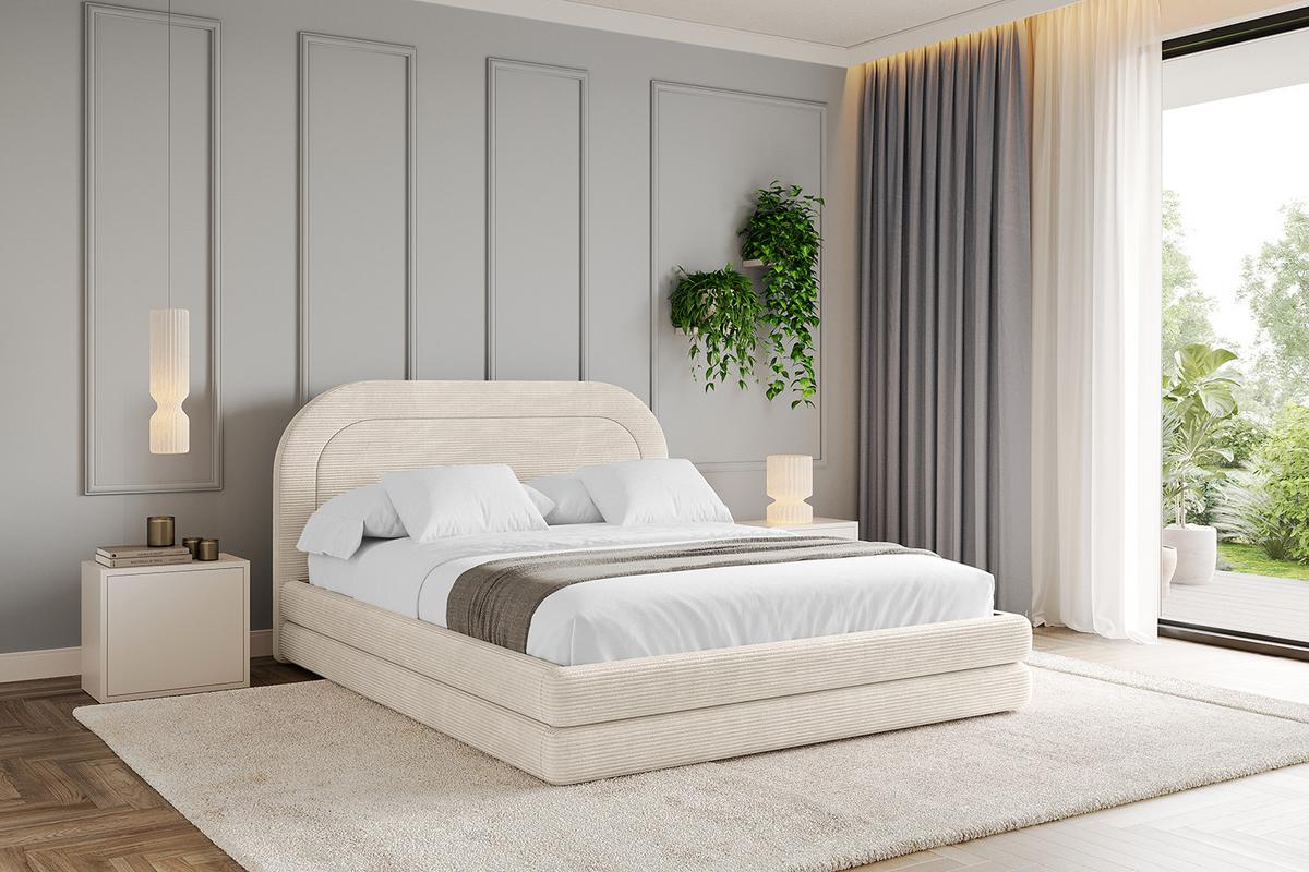 POLSTERBETT mit Bettkasten und Lattenrost, Bett mit Matratze H3/H4 - LERIS 180x200 Beige - Creme, Holzwerkstoff/Textil (180/200cm) - ALTDECOR
