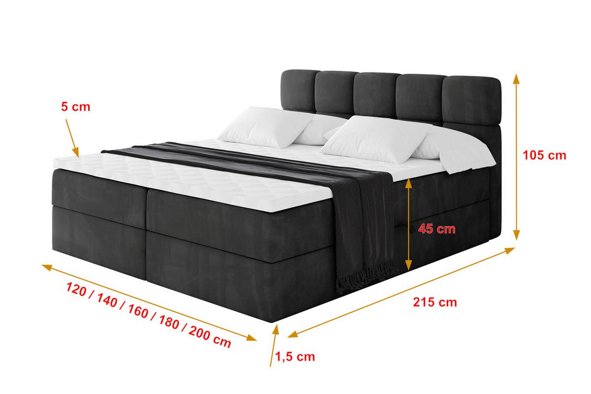 BOXBETT mit Matratze H3 - FAMA - 120x200 cm Schwarz Casablanca - Schwarz, Holzwerkstoff (120/200cm) - ALTDECOR