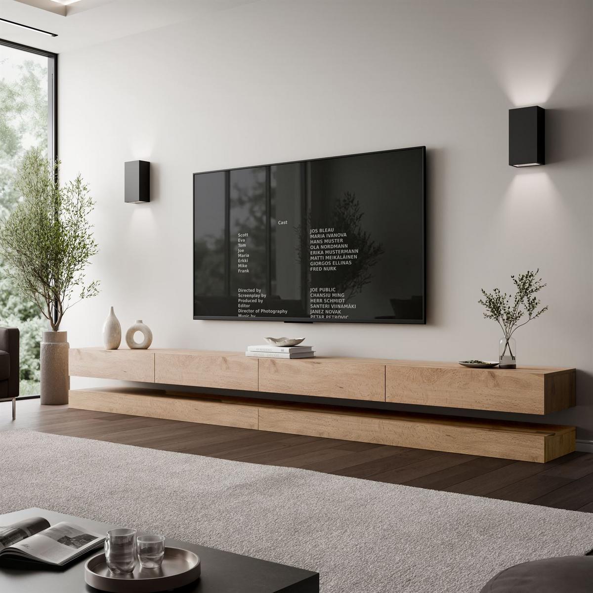 TV-RACK SKY 280 cm, Wotan Eiche - Eiche Wotan, Holzwerkstoff (280/25/34cm) - Lookway