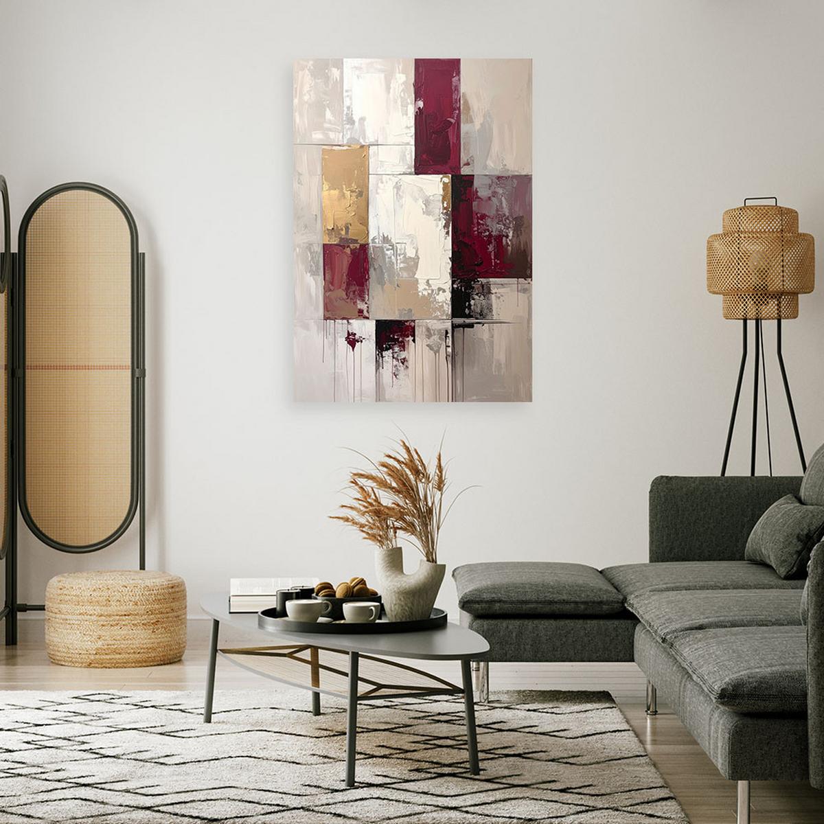 LEINWANDBILD, Burgunder Beige Abstrakt - Rot, Textil (70/100cm) - Feeby