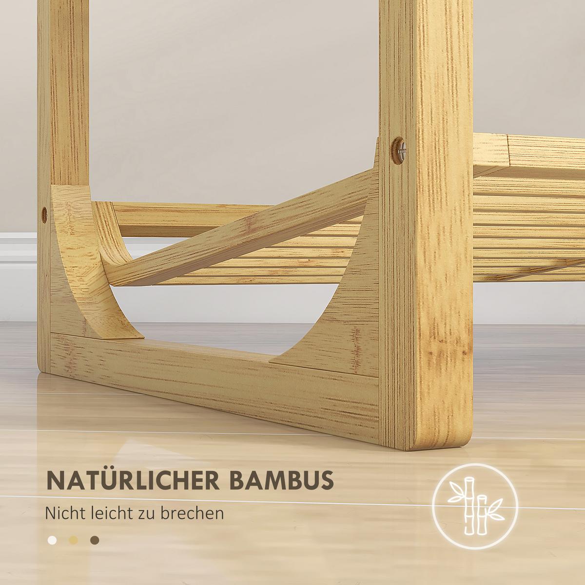SCHUHREGAL, Schuhständer mit 4 Ebenen, für max. 12 Paar Schuhe, Natur - Naturfarben, Holz/Bambusholz (33/67/76cm) - HOMCOM