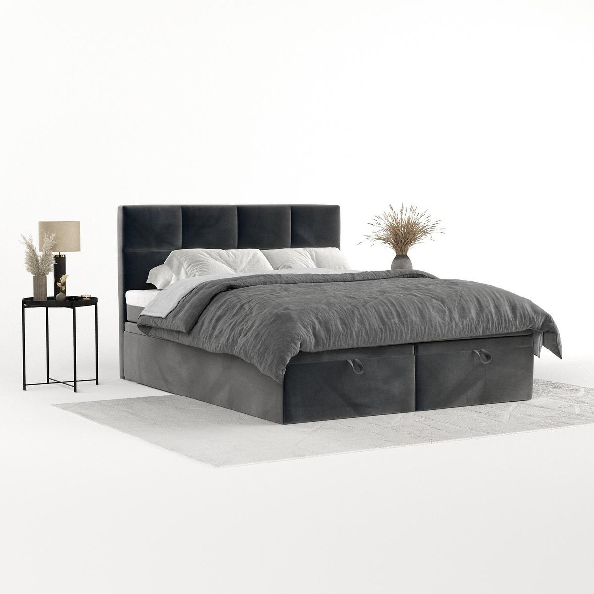 BOXBETT Tessa 160/200 cm Anthrazit im Paros Stoff - Anthrazit/Schwarz, Holz/Holzwerkstoff (160/200cm) - AltaBeds