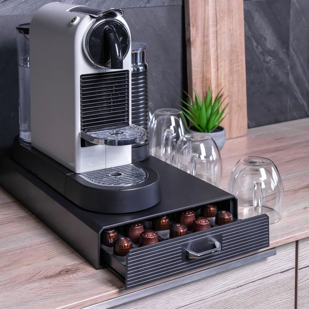 KAFFEE KAPSELHALTER Schublade kompatibel mit Nespresso Kapseln - Schwarz, Kunststoff (23.5/6/38.5cm) - Intirilife