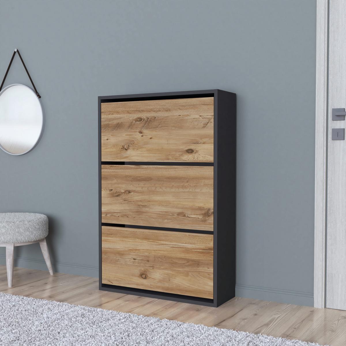 SCHUHKIPPER Aurskog - Braun, Holzwerkstoff (73.5/110/24cm) - [en.casa]