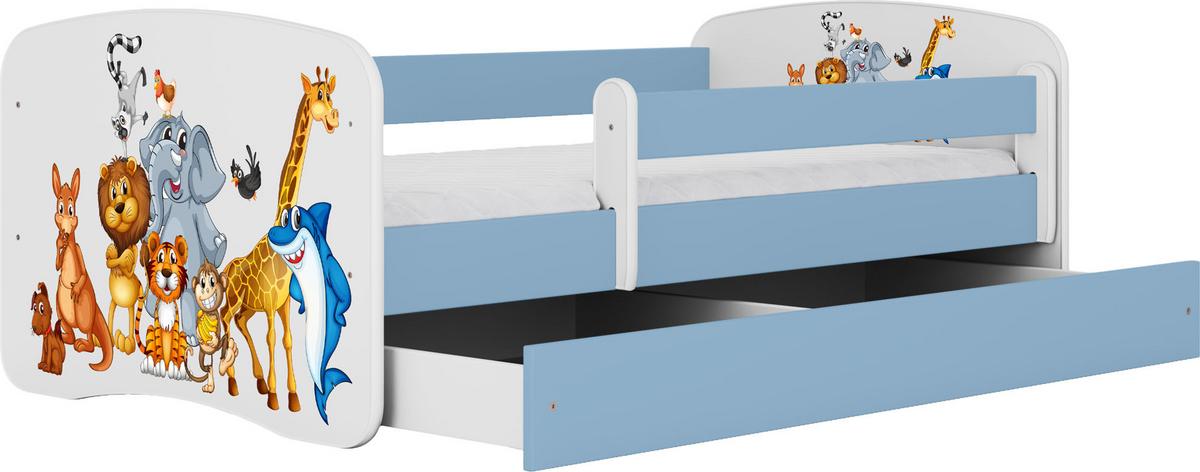 KINDERBETT Emily mit Schublade und Matratze, Blau 80x160 cm - Braun, Holzwerkstoff (160/80cm) - WFL GROUP