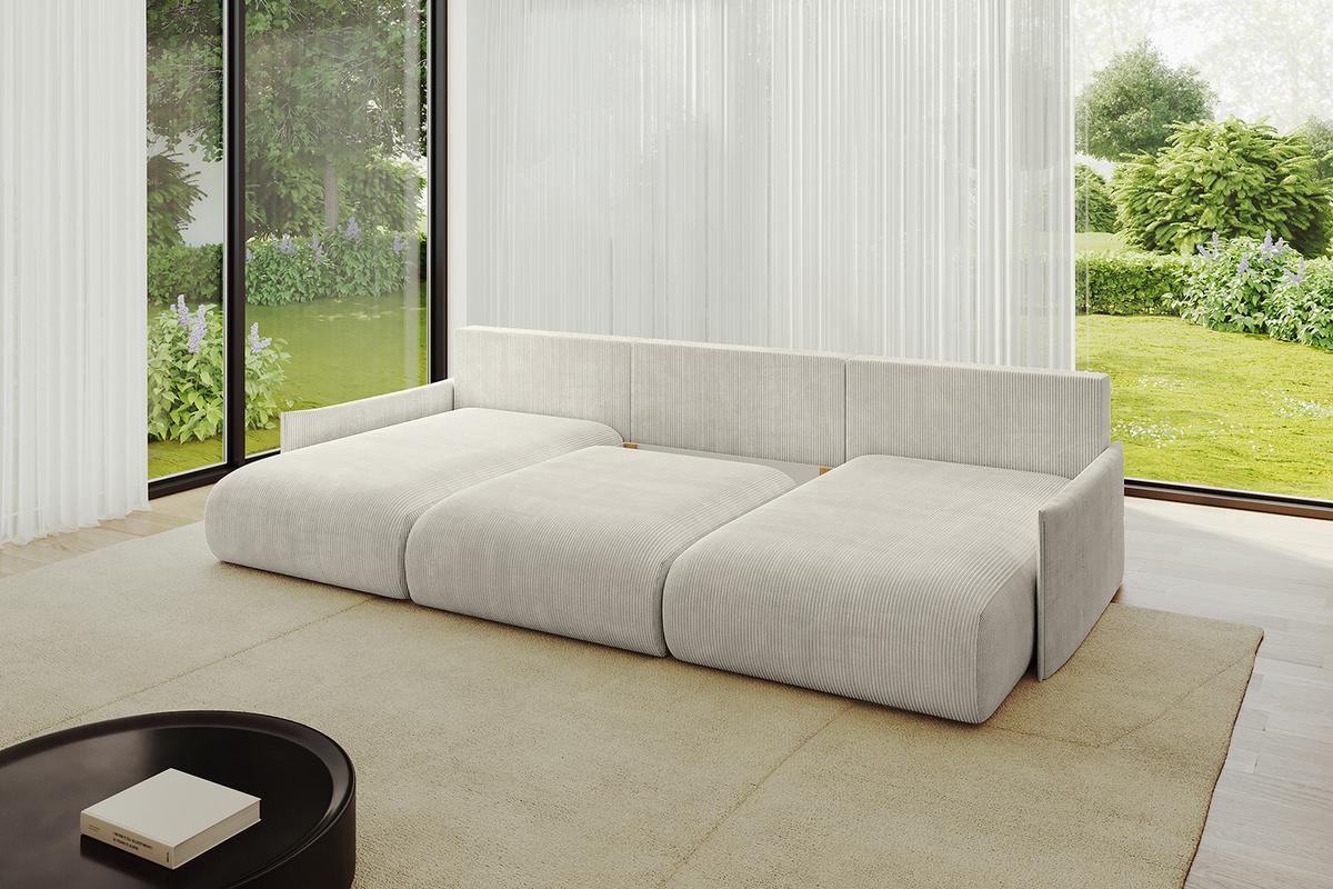 WOHNLANDSCHAFT mit Schlaffunktion und Bettkasten ONESK-U-v1 317x177x72 Creme Cord - Ecru/Creme, Holzwerkstoff/Kunststoff (317/72/177cm) - ALTDECOR