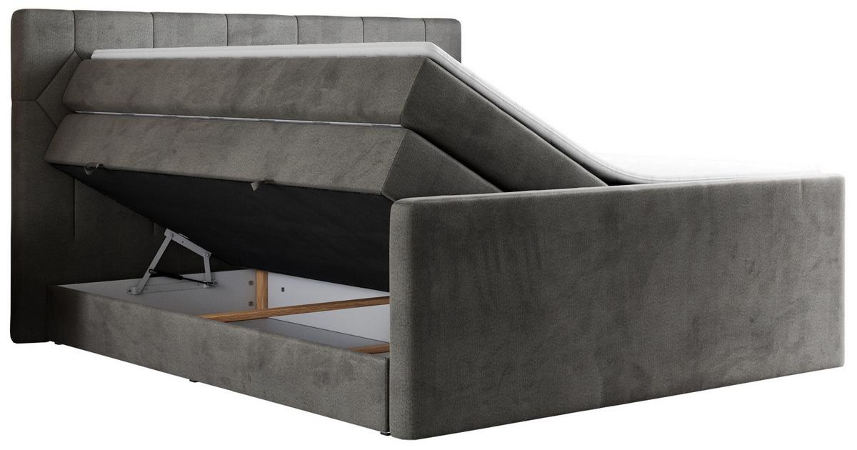 BOXSPRINGBETT KING EIGAR 120/200 Dunkelgrau Velvet - H3 - Dunkelgrau, Holz/Textil (120/200cm) - MKS