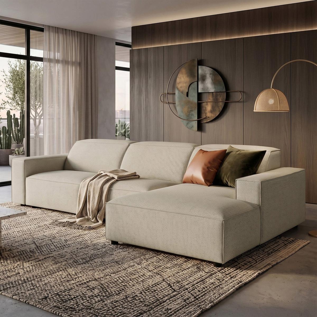 ECKSOFA Sellmo 287 cm - Taupe/Schwarz, Kunststoff/Textil (292/166cm) - Selsey