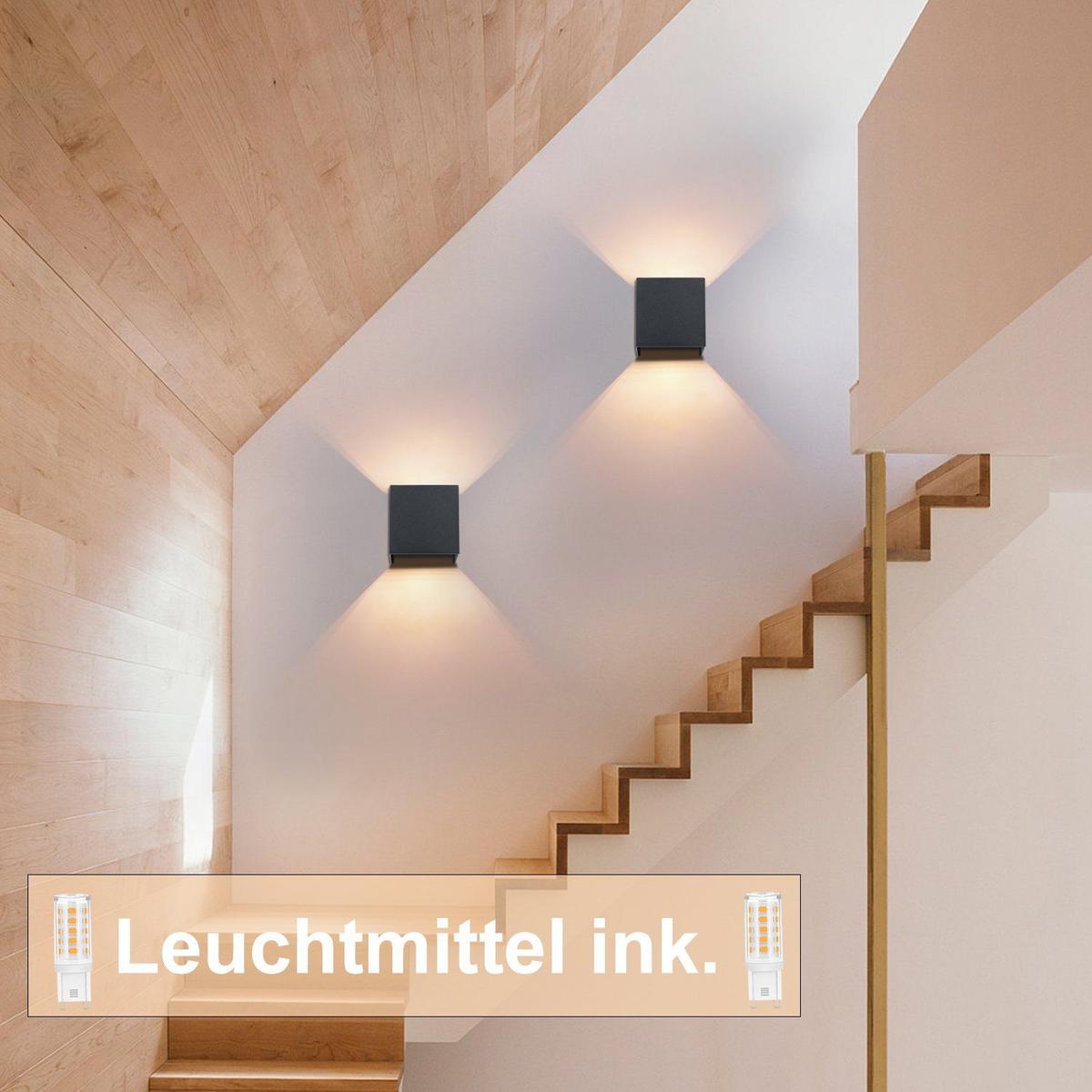 LED-WANDLEUCHTE Glowlight 10/10/10 cm - Schwarz, Metall (10/10/10cm) - ZMH