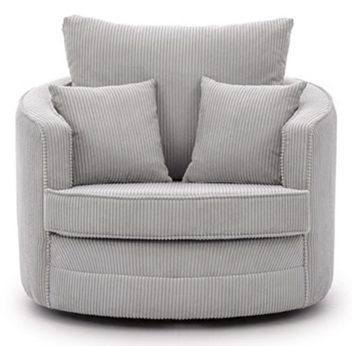 DREHSESSEL Ted aus Hellgrau Cord-Stoff - Hellgrau/Schwarz, Holz/Textil (107/94/100cm) - S-Style Möbel