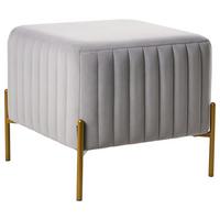 HOCKER Samtstoff Grau Utah - Grau, Textil (47/43/47cm) - Beliani