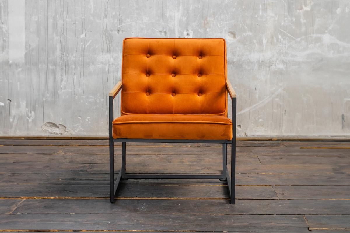POLSTERSESSEL ARLY Orange Velvet - Cognac/Schwarz, Textil (63/80/80cm) - KAWOLA
