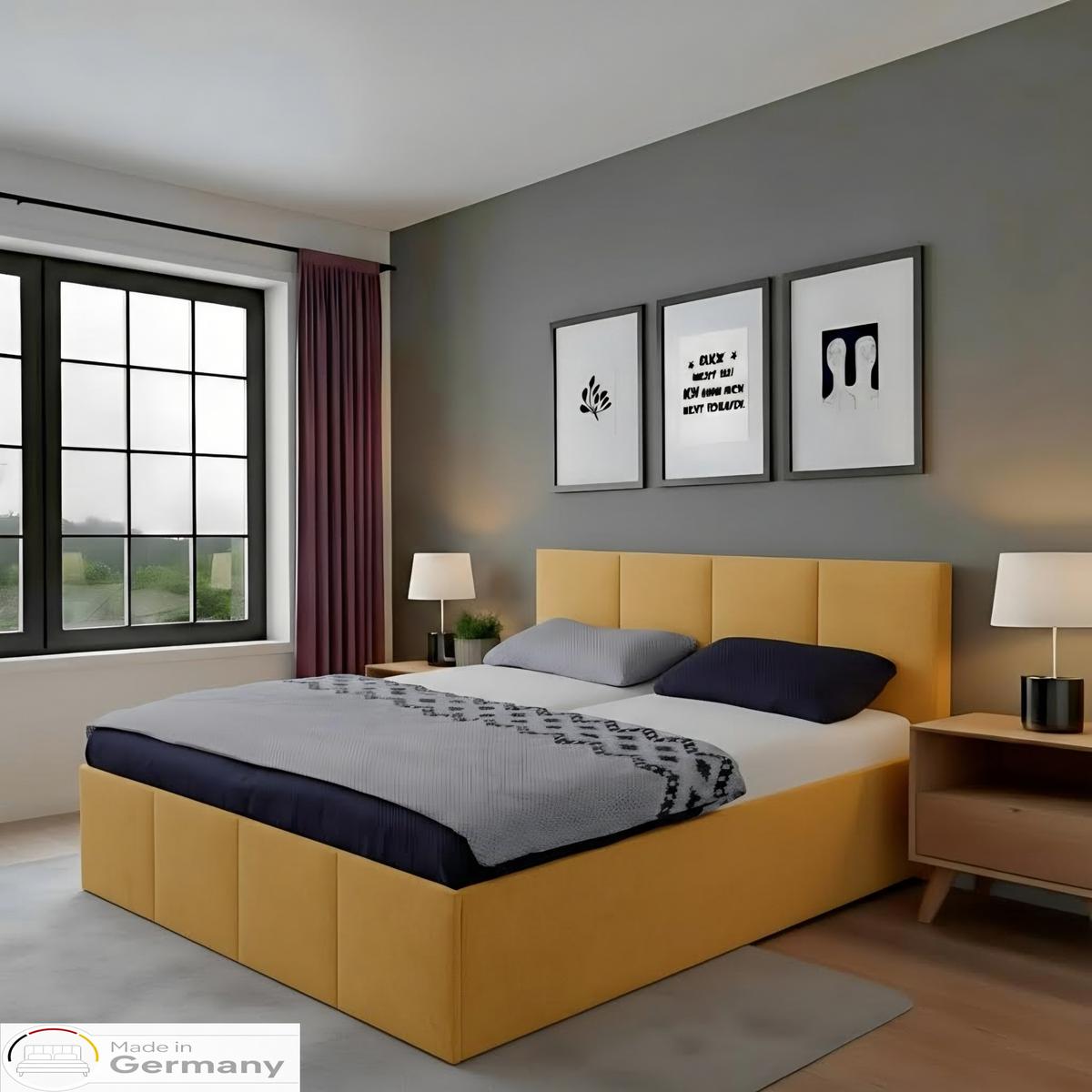 POLSTERBETT Dalas Gold 180 x 200 x 40 cm Stauraum Mit hochwertiger Matratze H3 (bis 120 kg) und Lattenrost - Goldfarben, Holz (180/200cm) - Halmon Schlafkomfort Betten 