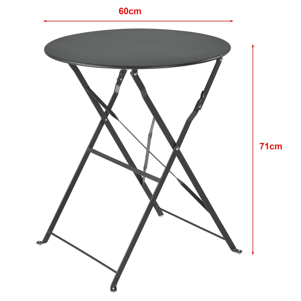 BALKON-SET 3 TLG. Caprile - Dunkelgrau, Metall - [en.casa]