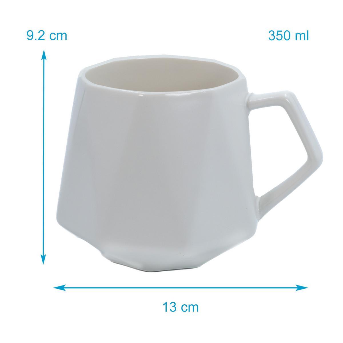 TEETASSE in Feinschliff Optik 350 ml - Weiß, Keramik (0.35L) - Intirilife