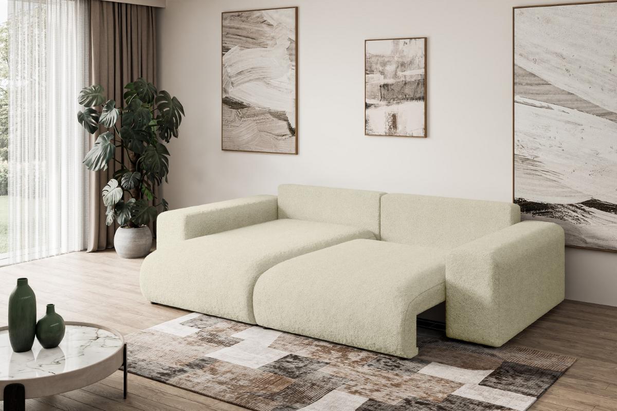ECKSOFA Ottomane links ESKAR-L 266x176x72 Creme Bouclé - Creme/Haselnussfarben, Holzwerkstoff/Kunststoff (266/176cm) - ALTDECOR
