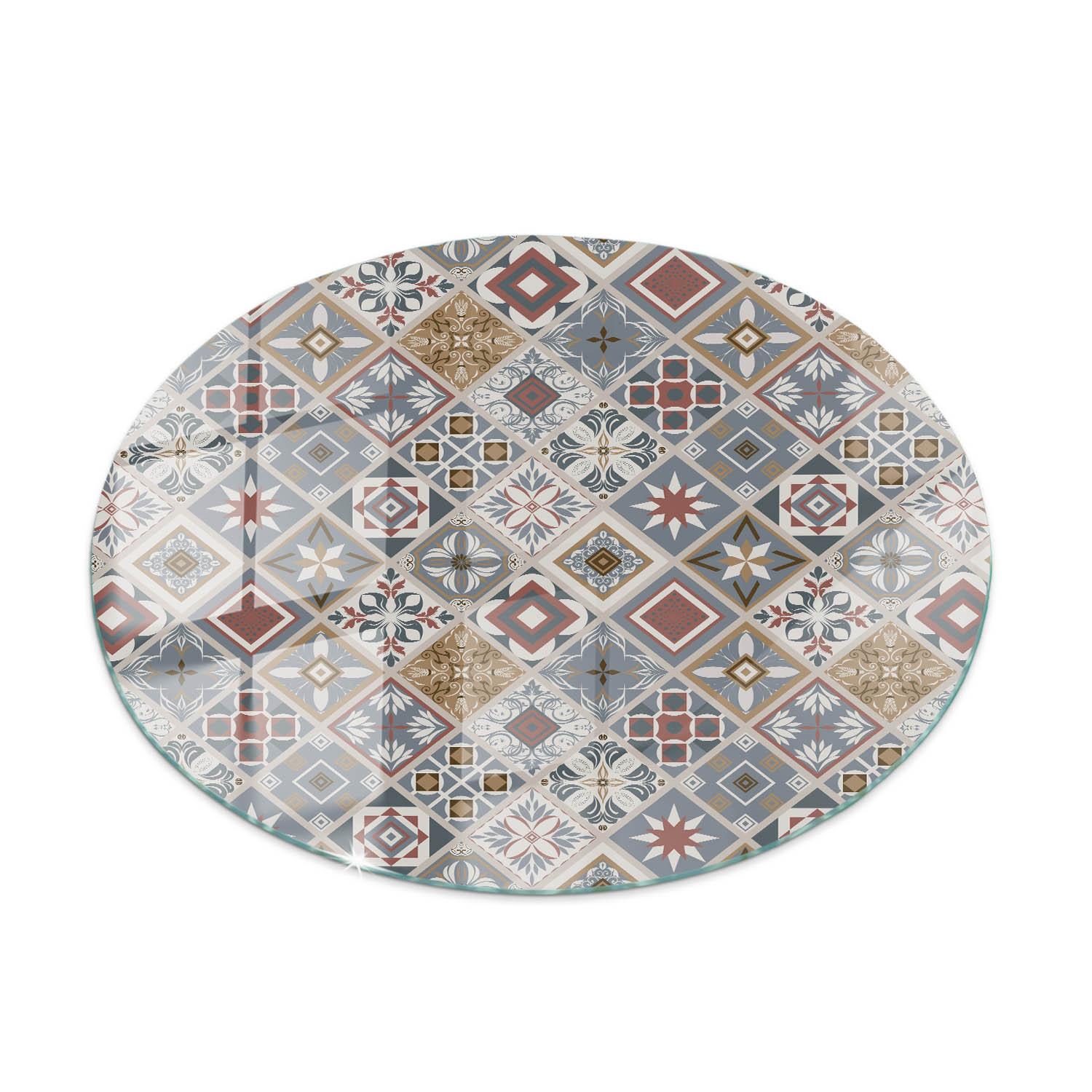 TISCHPLATTE fi80 cm Mosaikmuster mit Ornamenten - Multicolor/Grau, Glas (0.4/80/80cm) - TULUP