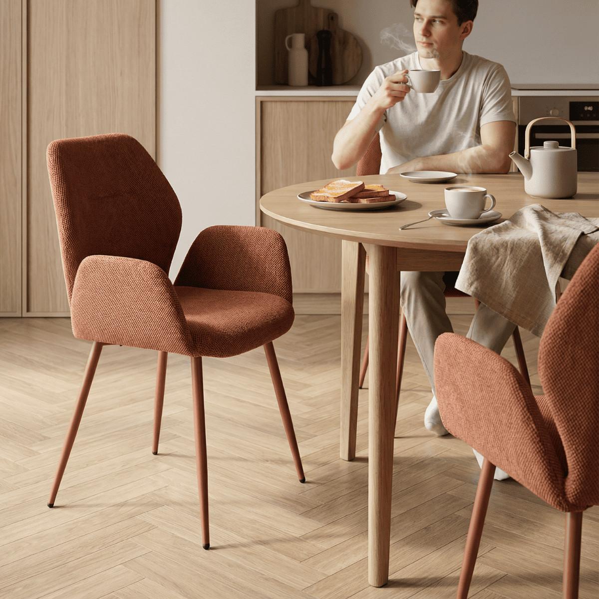 STOFFSESSEL 2er-Set mit Metallfüßen 57/47,5/57,5 cm - Terracotta, Textil (57/47.5/53cm) - Calicosy