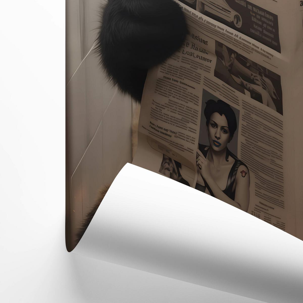 POSTER für Badezimmer WC PANDA auf Toilette mit Zeitung Abstraktion 30x40cm - Beige/Schwarz, Papier (30/40/40cm) - Muralo