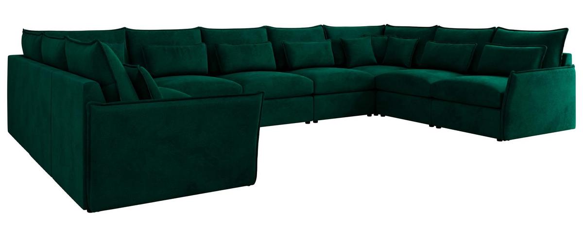 WOHNLANDSCHAFT VERSO U 9M Dunkelgrün Velvet - Dunkelgrün/Schwarz, Kunststoff/Textil (442/93/270cm) - MKS