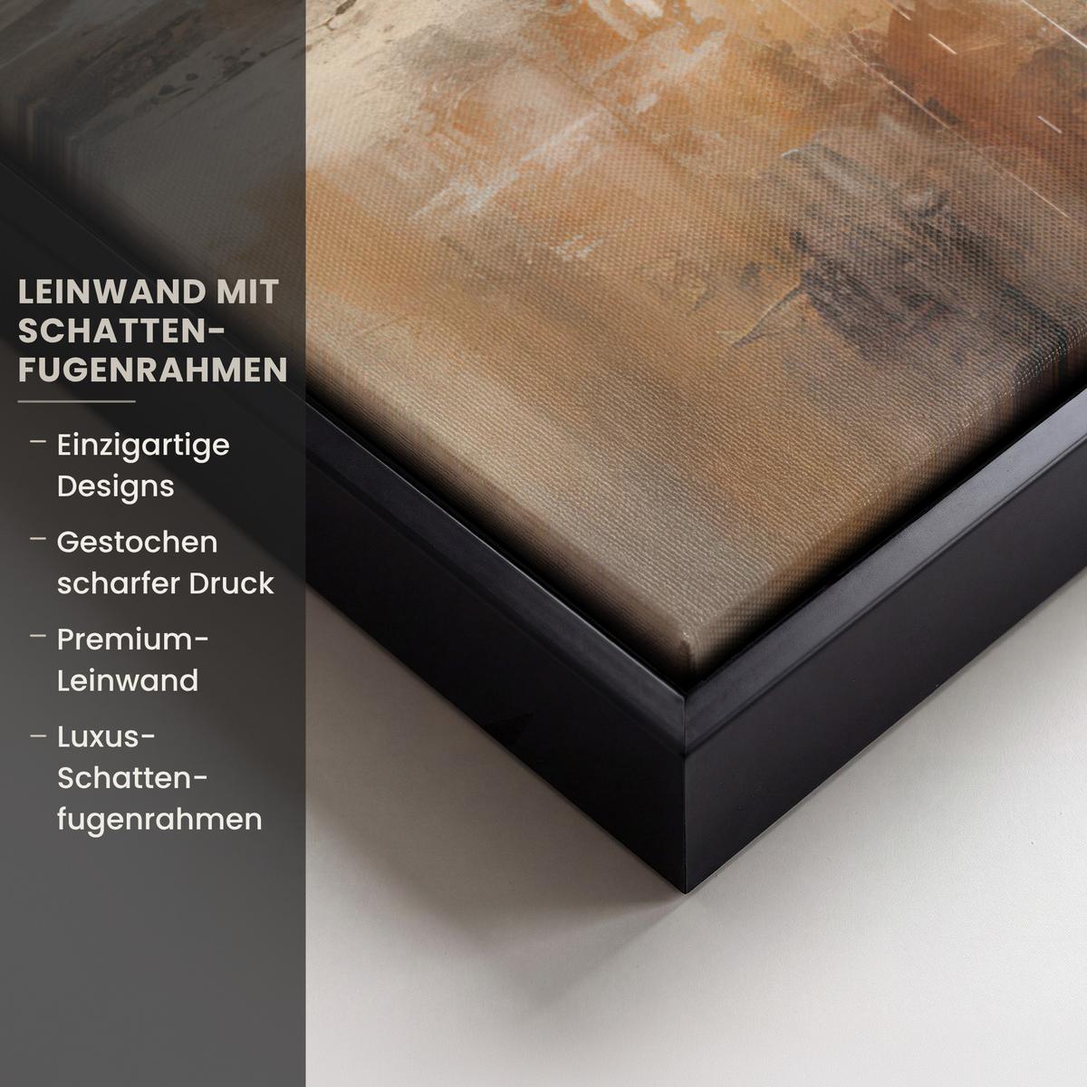 LEINWAND Bilder mit Rahmen - Kunst - Industriell - Grau - Braun - Abstrakt - 60x80 - Sandfarben, Textil (60/80cm) - MuchoWow