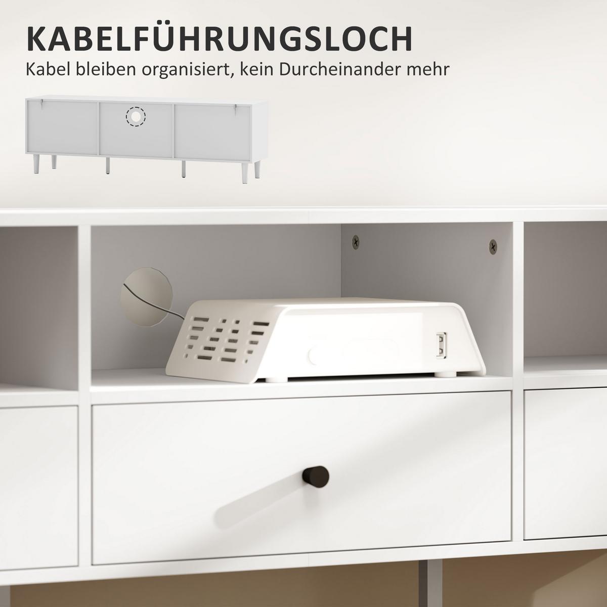 TV Schrank TV Board mit Schubladen, Weiß 140x34x45cm - Weiß, Holzwerkstoff (34/45/140cm) - HOMCOM
