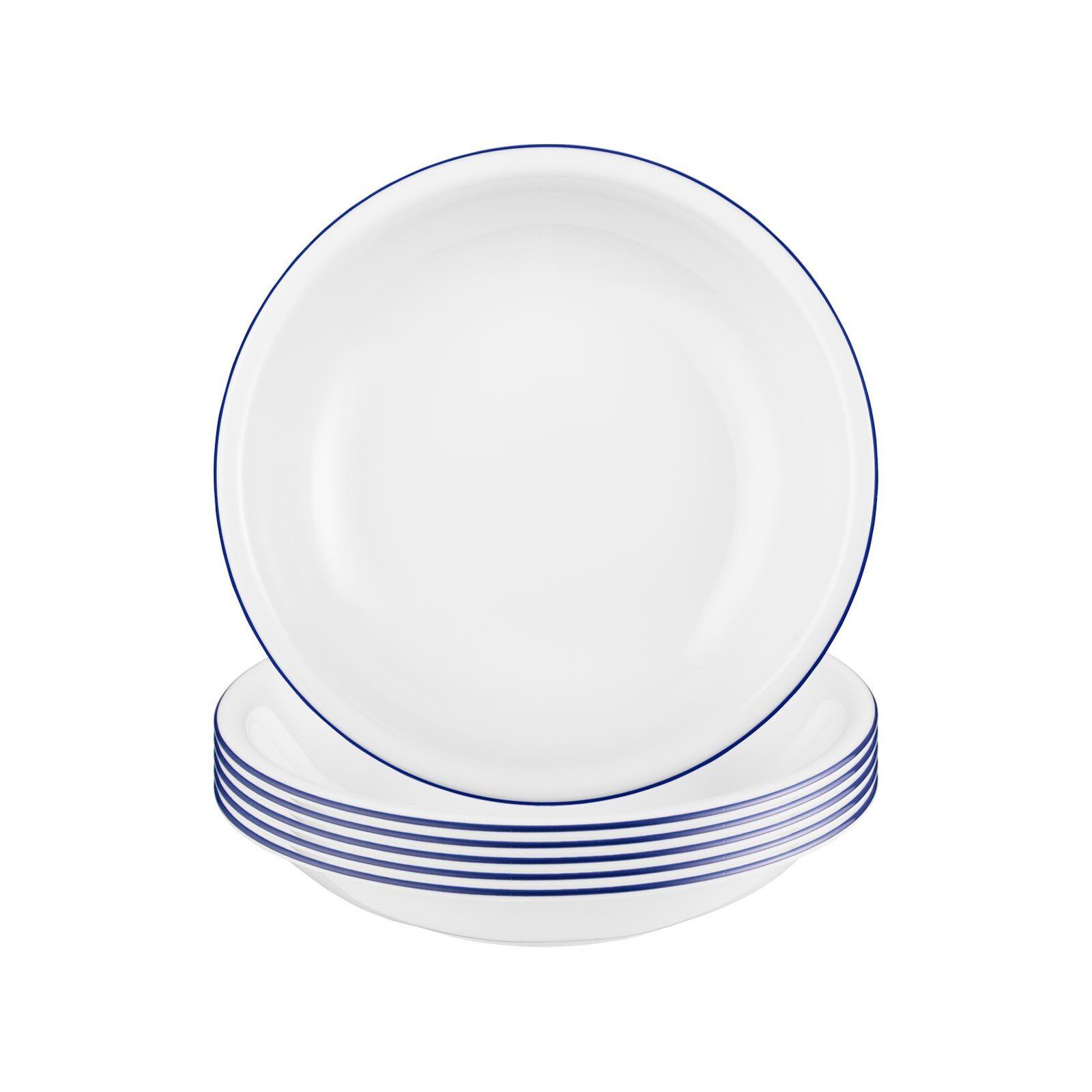 SUPPENTELLER Compact Blaurand weiß-blau ø 20,2 cm 6er Set - Blau/Weiß, Keramik (20.2cm) - Seltmann Weiden