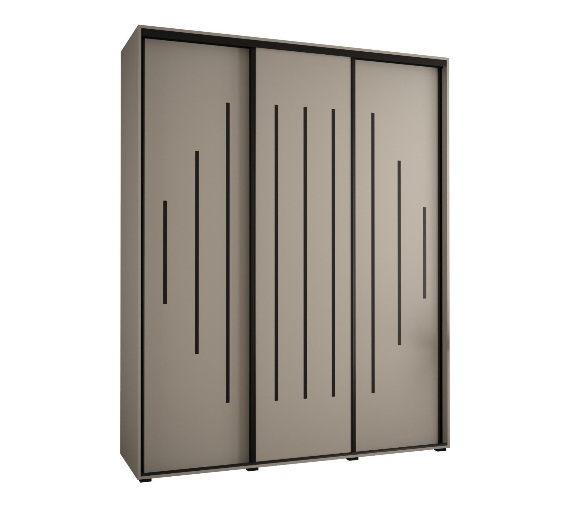 SCHWEBETÜRENSCHRANK 235,2/200/45 3-türig - Kaschmir/Schwarz, Holz/Metall (200/235.2/45cm) - MÖBEL KRYSPOL