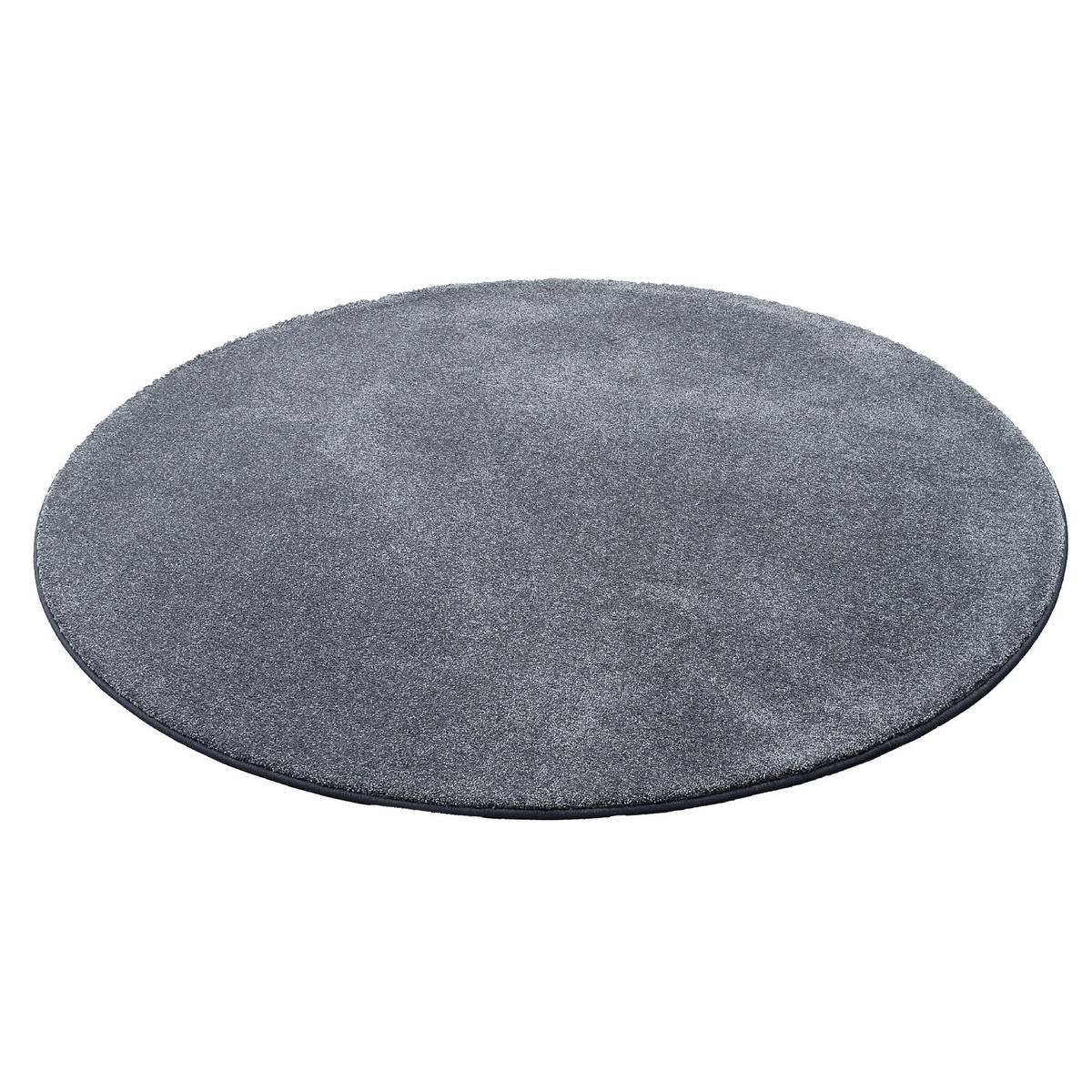 HOCHFLOR LUXUS VELOURS TEPPICH TOUCH RUND - Anthrazit, Textil (100/100cm) - Snapstyle