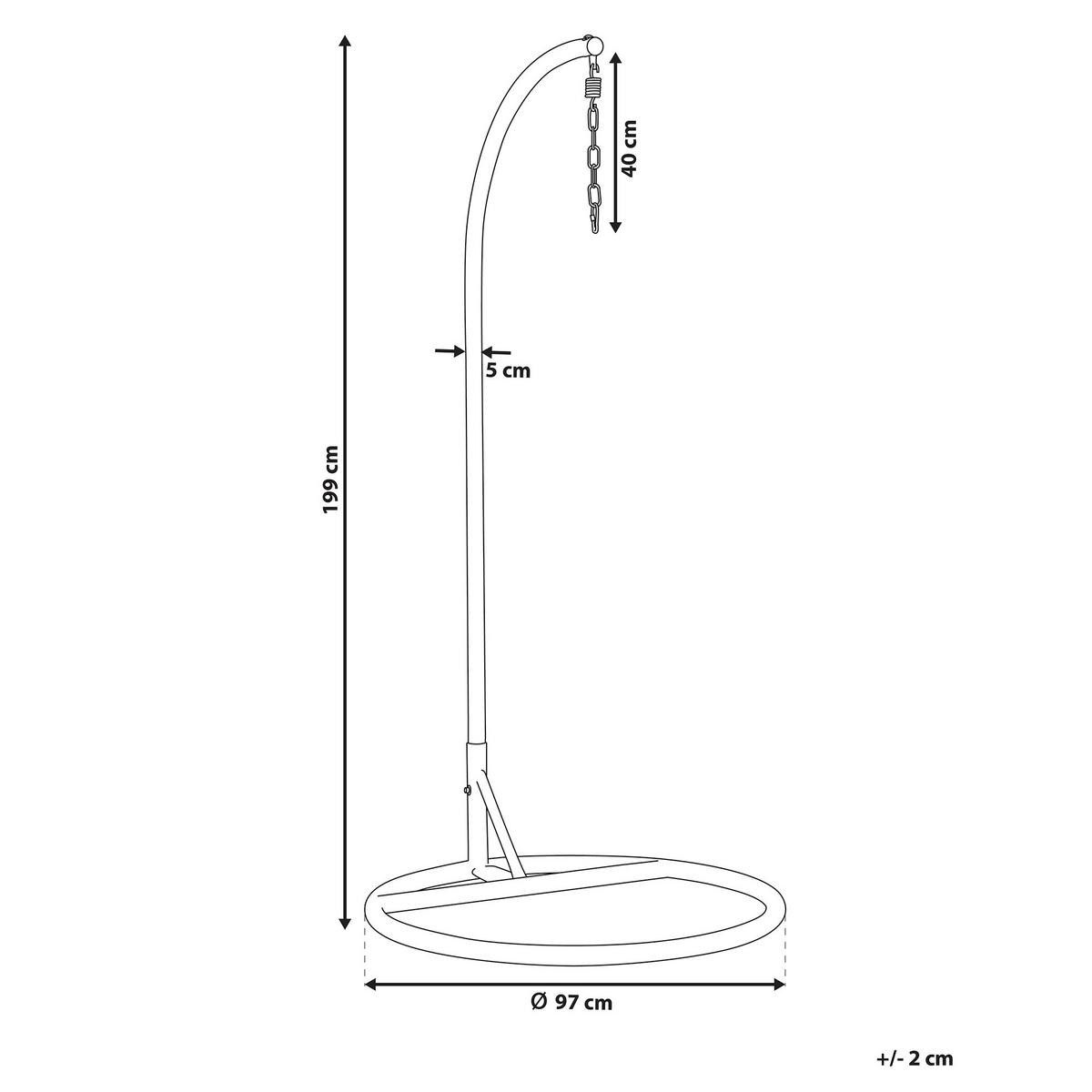 GESTELL für Hängesessel Stahl schwarz Stan - Schwarz, Metall (97/199/97cm) - Beliani