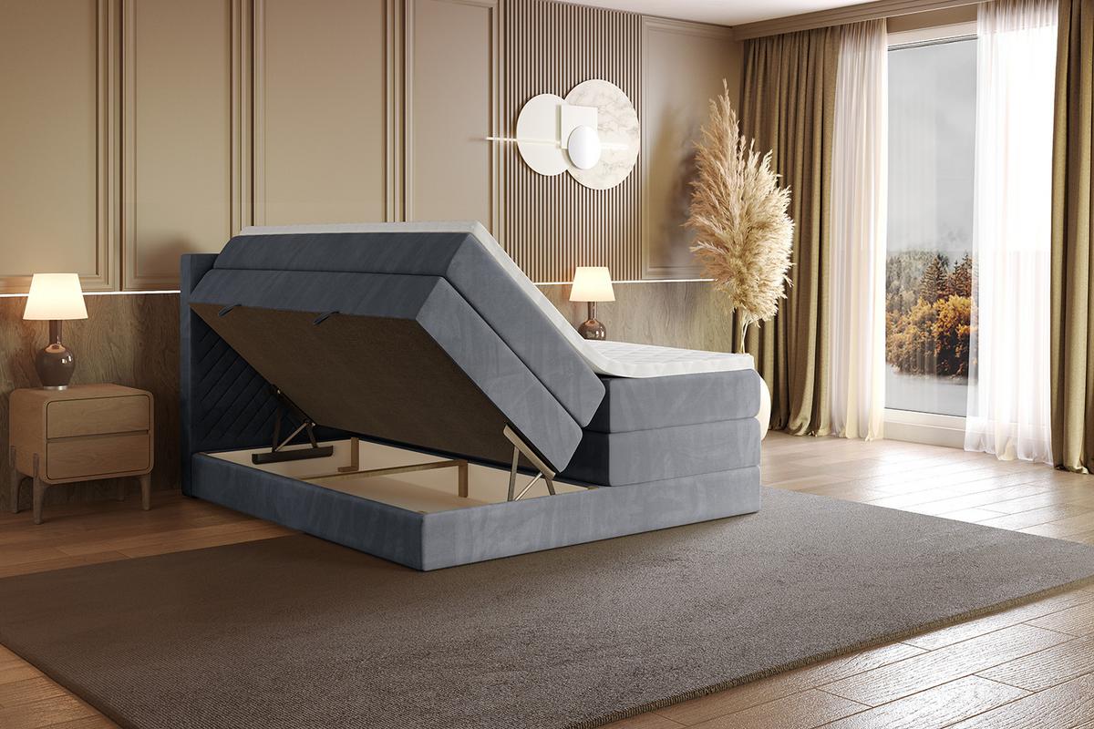 BOXSPRINGBETT mit Matratze H3|H4 und Lattenrost - VEXA KING-120x200 - Grau Casablanca - Grau, Holzwerkstoff (120/200cm) - ALTDECOR