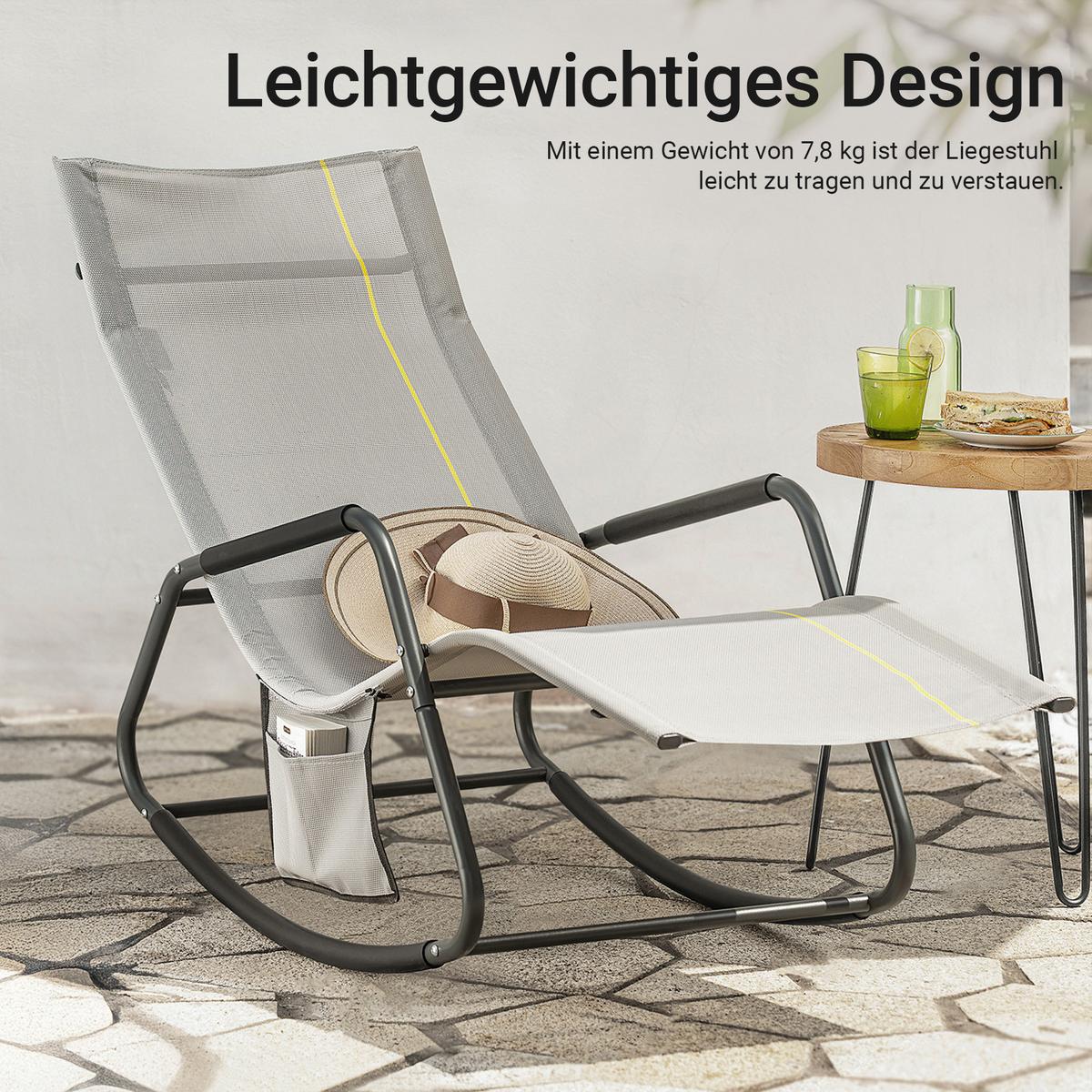 SONNENLIEGE Hellgrau - Hellgrau, Metall (145/85/57cm) - SoBuy