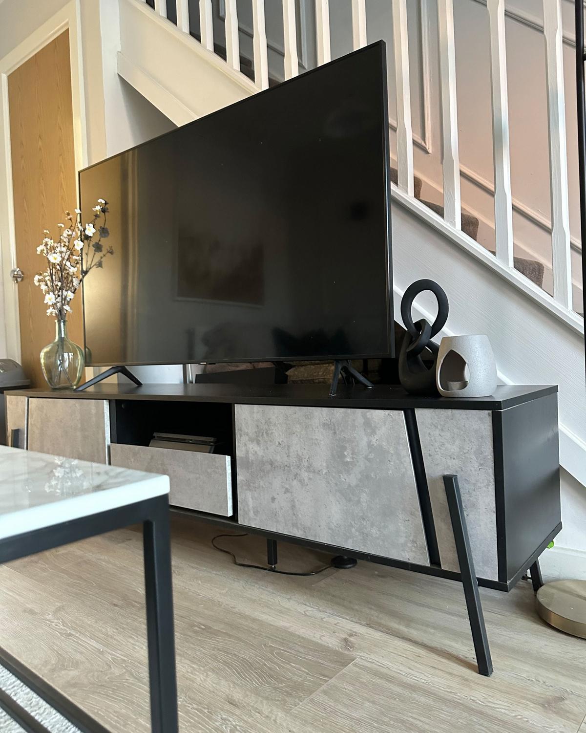 TV-MÖBEL Grau, Schwarz BLACKPOOL 40/177/46 cm - Grau, Holzwerkstoff (177/46/40cm) - Beliani