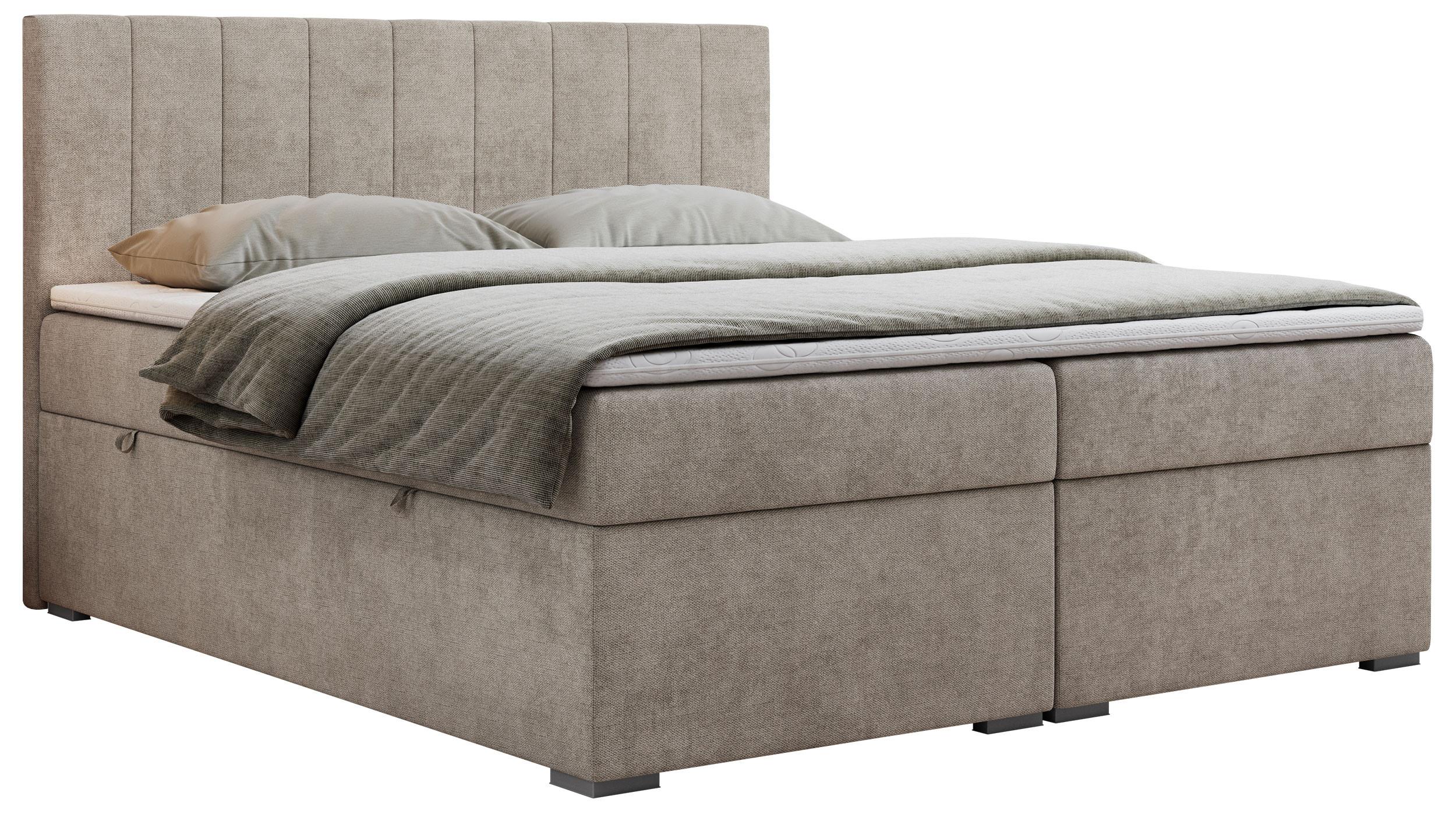 BOXBETT LOPE 160/200 - Beige Strukture - H4 - Beige, Holz/Textil (160/200cm)