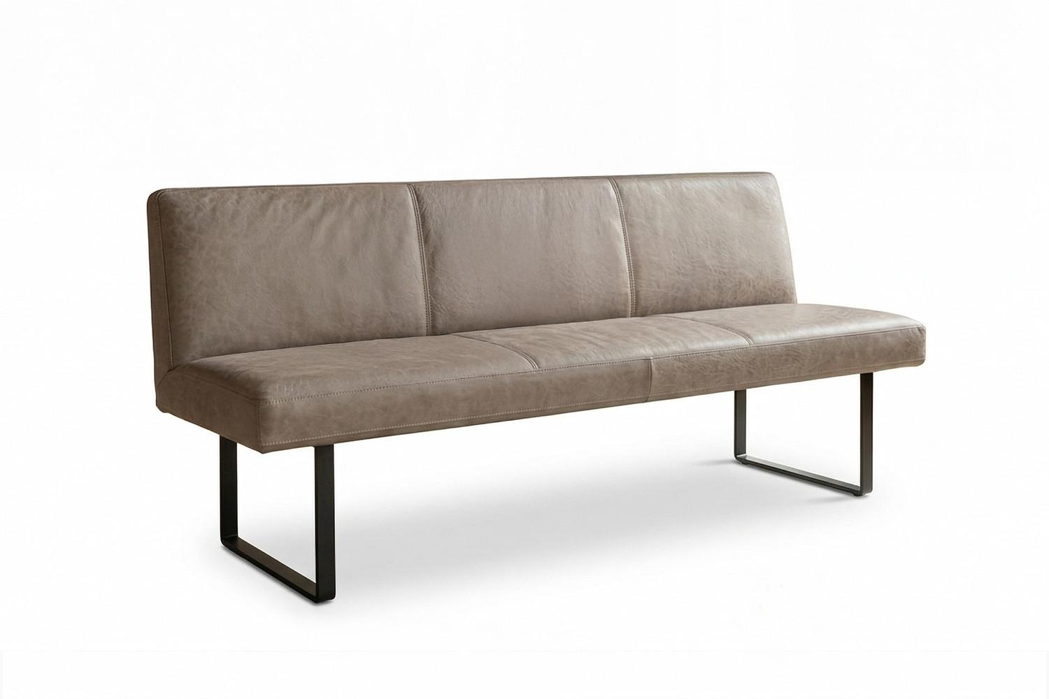 ESSZIMMERBANK ELEEN Grau Leder - Grau, Leder (243/85/69cm) - KAWOLA