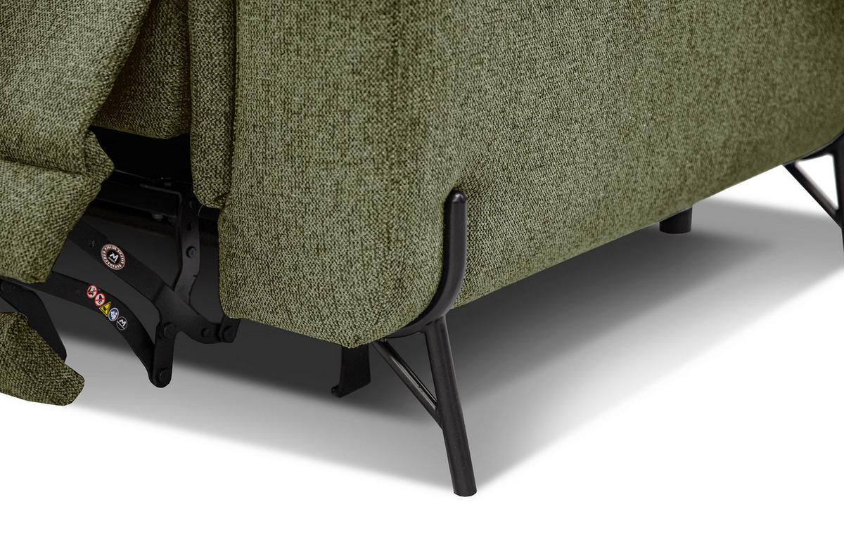 SOFA AVENA 3-Sitzer mit 1 Relaxfunktion, olivgrün - Olivgrün, Holzwerkstoff/Textil (204/80/108cm) - Wozimo