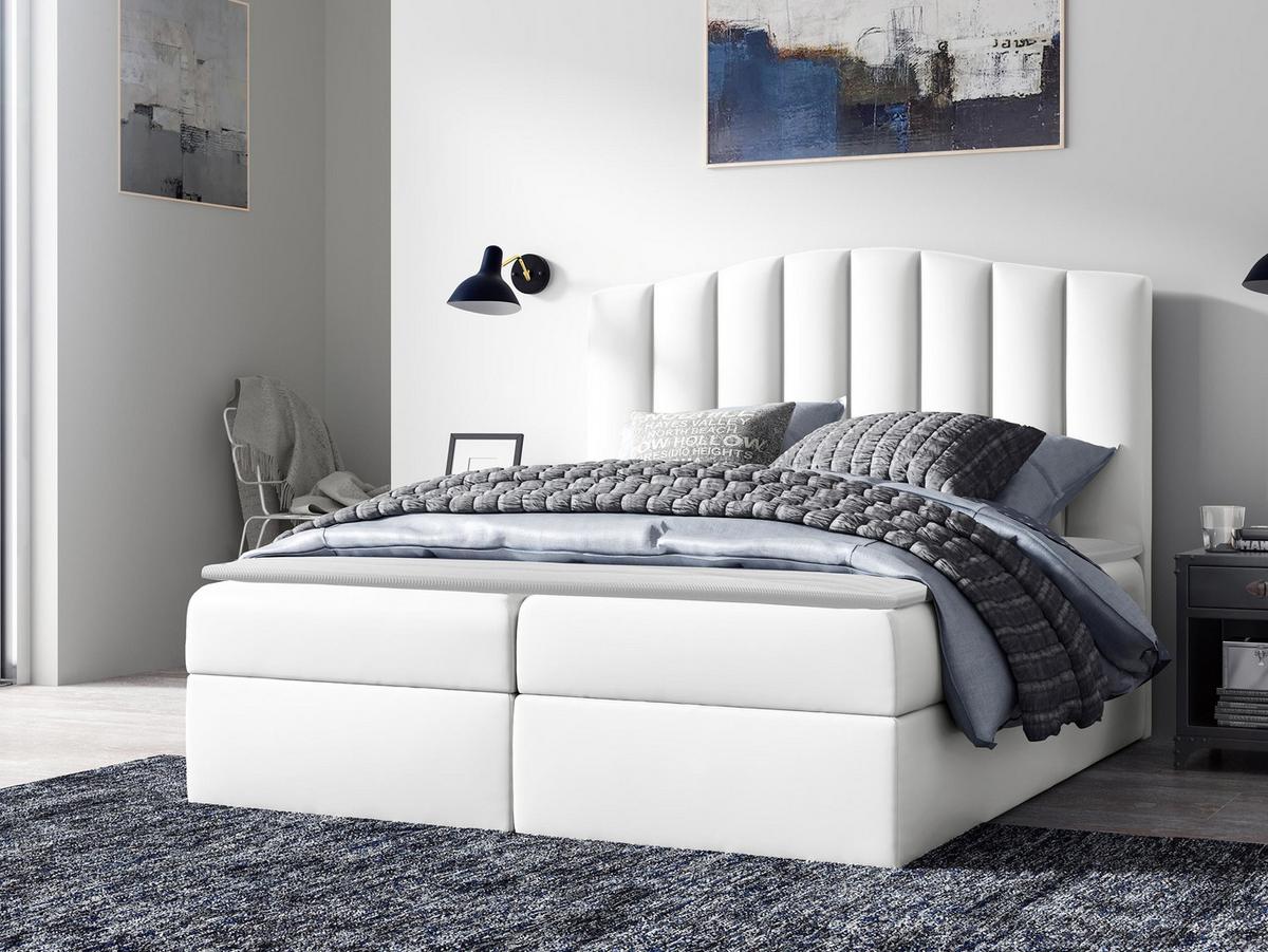 BOXBETT Lindos - H3 - Weiß, Holz (160/200cm) - MIRJAN24