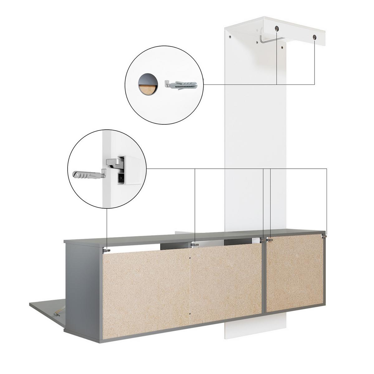 GARDEROBE Carlton Paneel in Eiche Nordic - Silbereichenfarben, Holzwerkstoff (156.5/193/35cm) - Vladon