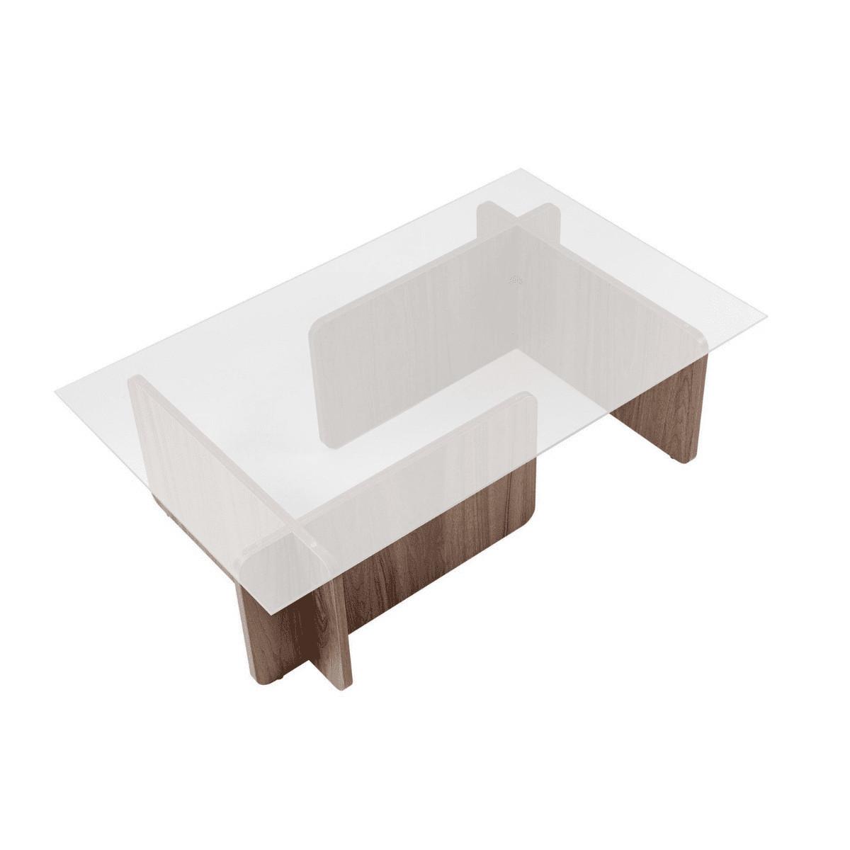 COUCHTISCH mit Tischplatte aus gehärtetem Glas 105/65/30 cm - Naturfarben, Holzwerkstoff (110/65/30cm) - Calicosy