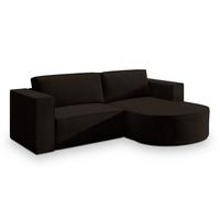 ECKSOFA SORELA M R-S Braun Velours-Stoff mit Schlaffunktion - Braun, Holz (263/174cm) - MASSENO