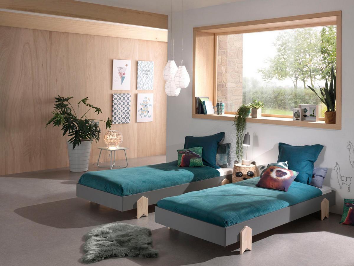 STAPELBETT (2er Set) Karlene 204x48x94 aus MDF in Grau - Grau, Holzwerkstoff (90/200cm) - 58aufmkessel